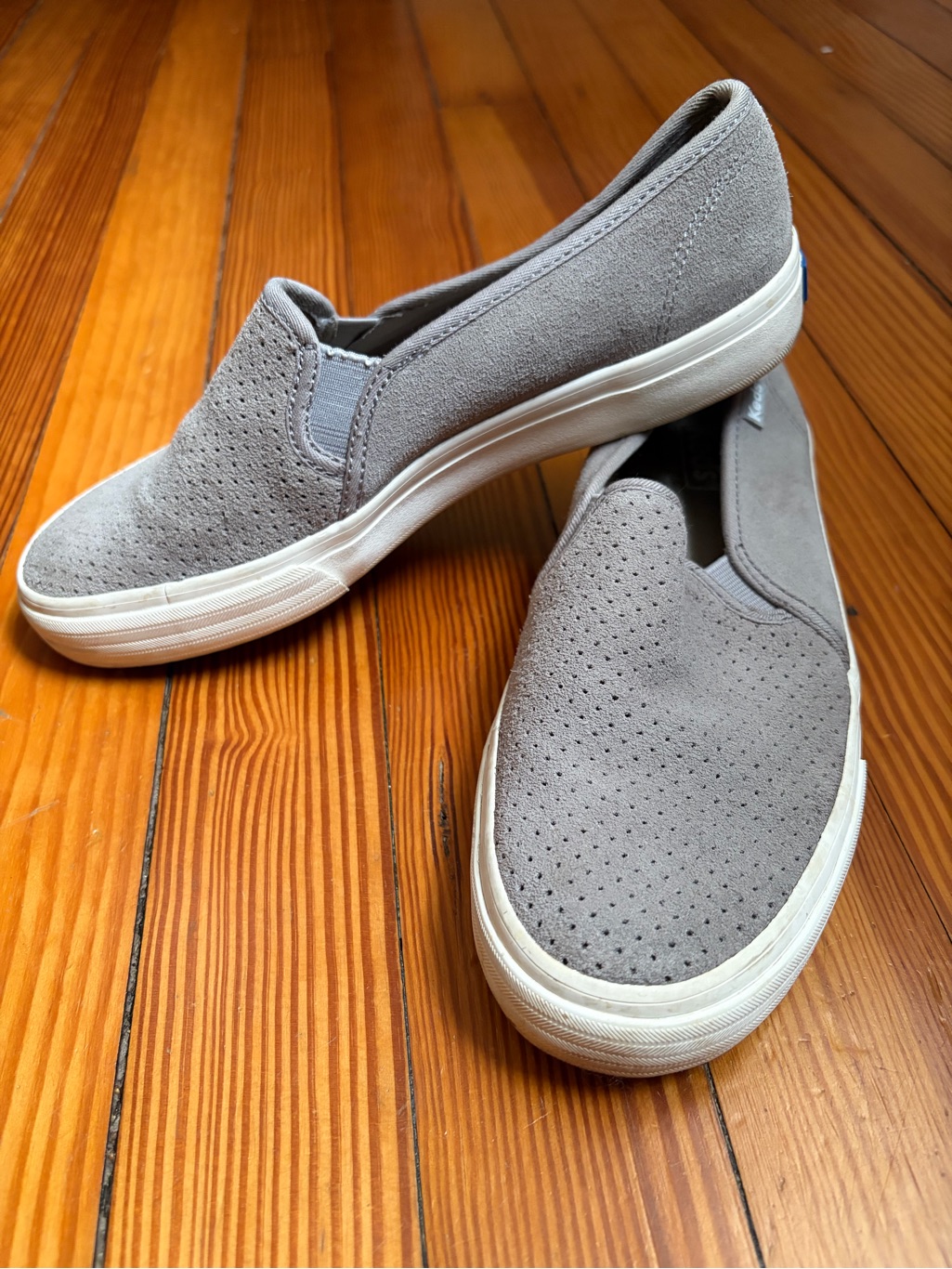 Keds Slip-On Sneakers In Light Gray With White Soles